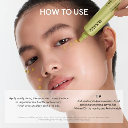 Arencia Vitamin C Booster Shot Serum with Glutathione, Niacinamide and Vitamin E for Dark Spot Care, Fine Lines & Wrinkles, Glass Skin, Korean Skincare 30ml/1.01 fl.oz